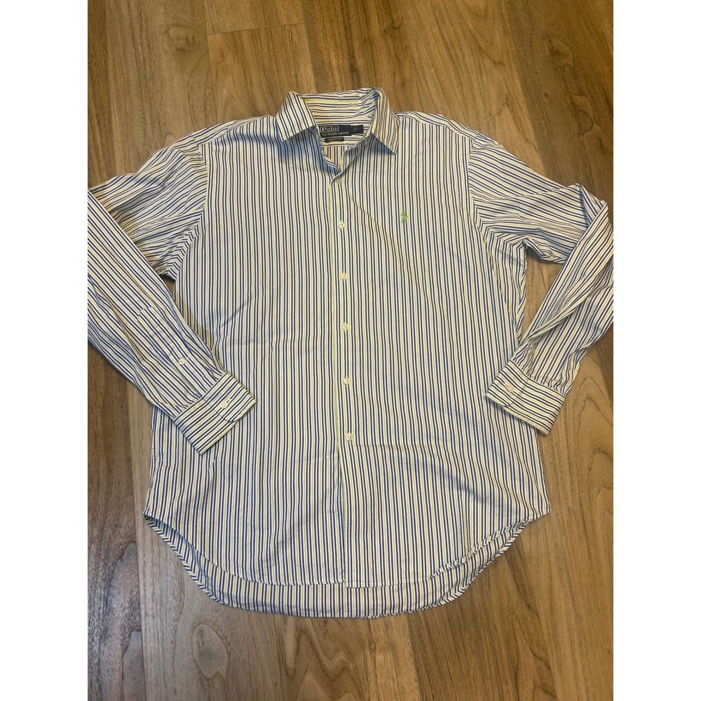 Polo Ralph Lauren Mens Classic Fit Striped Button Down Shirt Blue Green Large‎